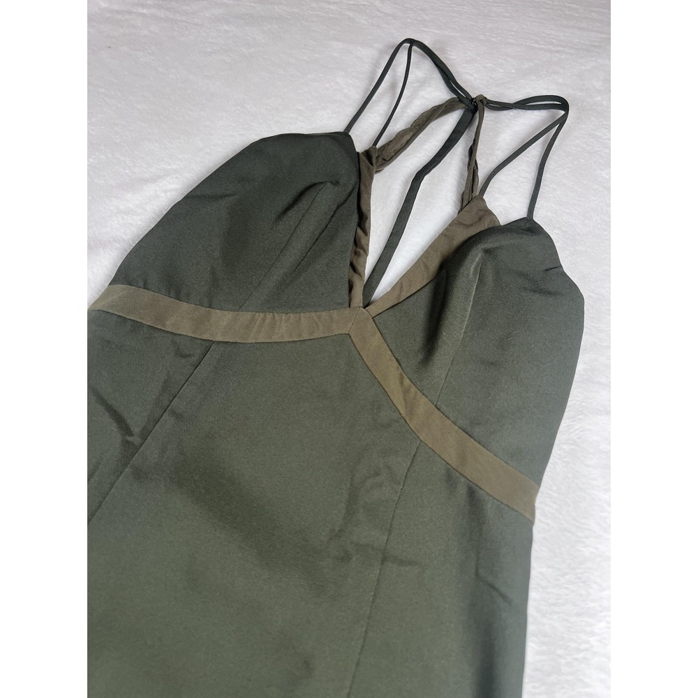 Elle Zeitoune Dress Womens 10 Green Strappy Open Back Midi Pencil Party Cocktail